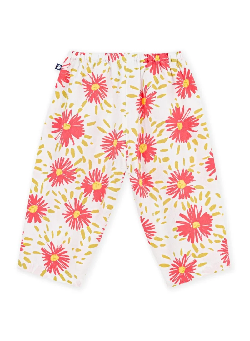 Petit Bateau Babies' flower-print cotton trousers